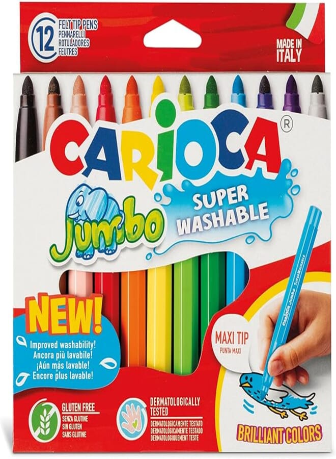 Carioca jumbo12 superwashable colouring markers